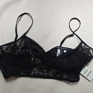 INC International Concepts Black Lace Bra with Adjustable Straps